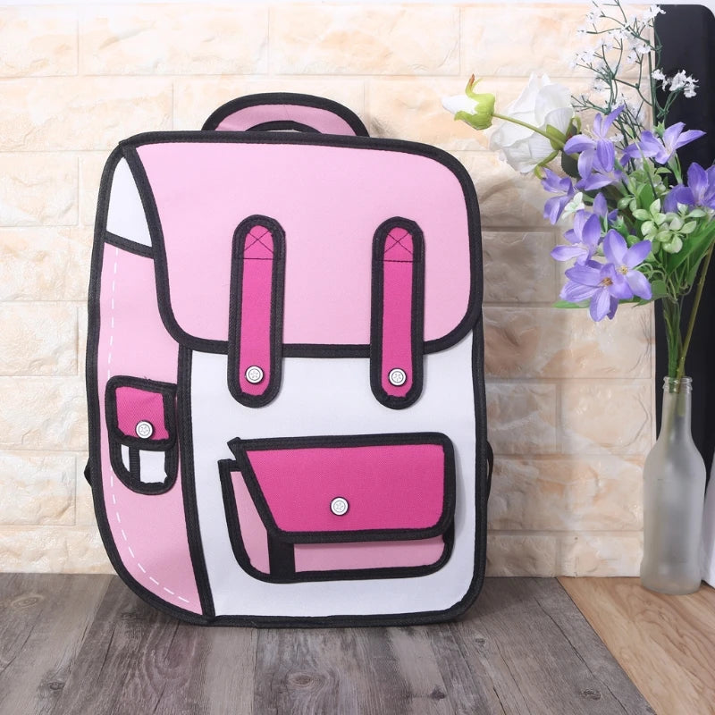 Cartoon Paper Backpack Shoulder Bag Comic Bookbag