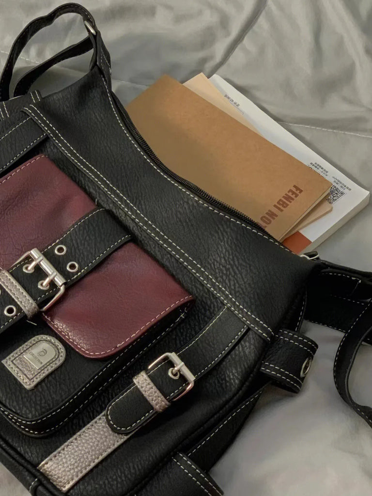 Y2K Vintage Shoulder Bag Hip hop Messenger Bag Large Capacity Handbag