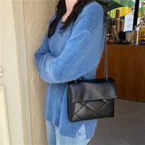 Plaid Women Shoulder Bag Chain Crossbody PU Leather Handbags Purse