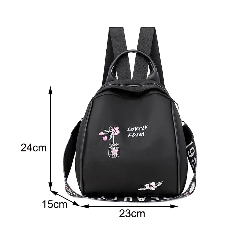 Women's Mini Embroidery Backpack Anti-theft School Bags