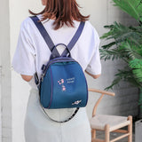 Women's Mini Embroidery Backpack Anti-theft School Bags