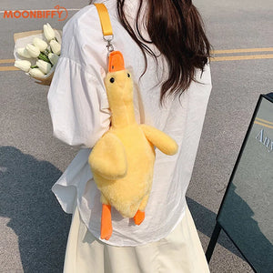 Yellow Duck Plush Backpack Bag Women's Funny Cartoon Doll Shoulder Bag