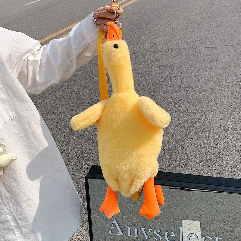 Yellow Duck Plush Backpack Bag Women's Funny Cartoon Doll Shoulder Bag