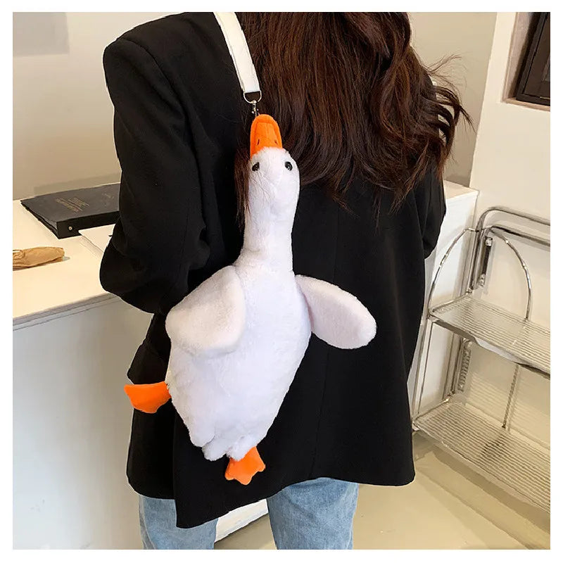Yellow Duck Plush Backpack Bag Women's Funny Cartoon Doll Shoulder Bag