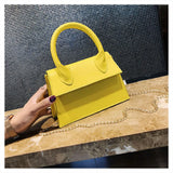 Yellow Leather Shoulder Bag Women Chain Messenger Bags Top Handle