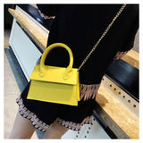 Yellow Leather Shoulder Bag Women Chain Messenger Bags Top Handle