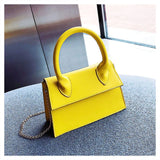 Yellow Leather Shoulder Bag Women Chain Messenger Bags Top Handle