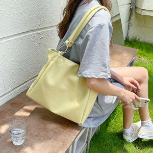 Yellow Sweet Shoulder Bags Women Large Capacity Casual Totes Zipper Shopping