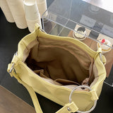 Yellow Sweet Shoulder Bags Women Large Capacity Casual Totes Zipper Shopping