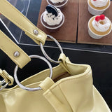 Yellow Sweet Shoulder Bags Women Large Capacity Casual Totes Zipper Shopping