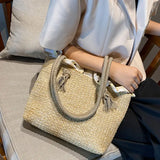 Women's Summer Straw Bag Tote Shoulder Bags Large Wicker Woven HandBag
