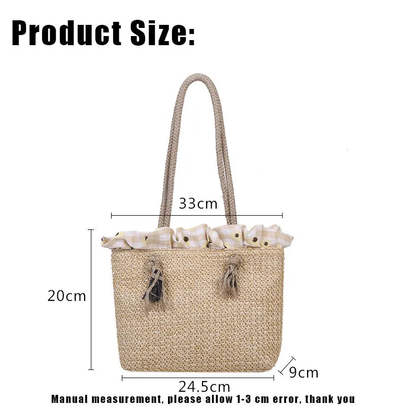 Women's Summer Straw Bag Tote Shoulder Bags Large Wicker Woven HandBag