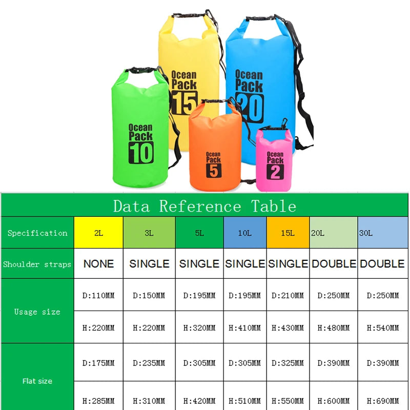 Waterproof Swimming Bag Dry Outdoor Nylon Kayak River Storage PVC Rafting 2L3L5L