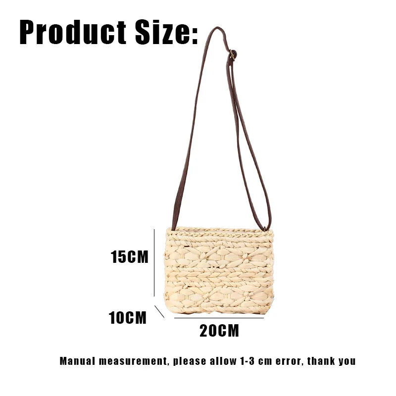 Small Fresh Straw Cross Bag Hand-woven Stroage Bags