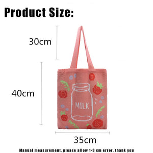 Strawberry Milk Knitting Shoulder Bag for Women