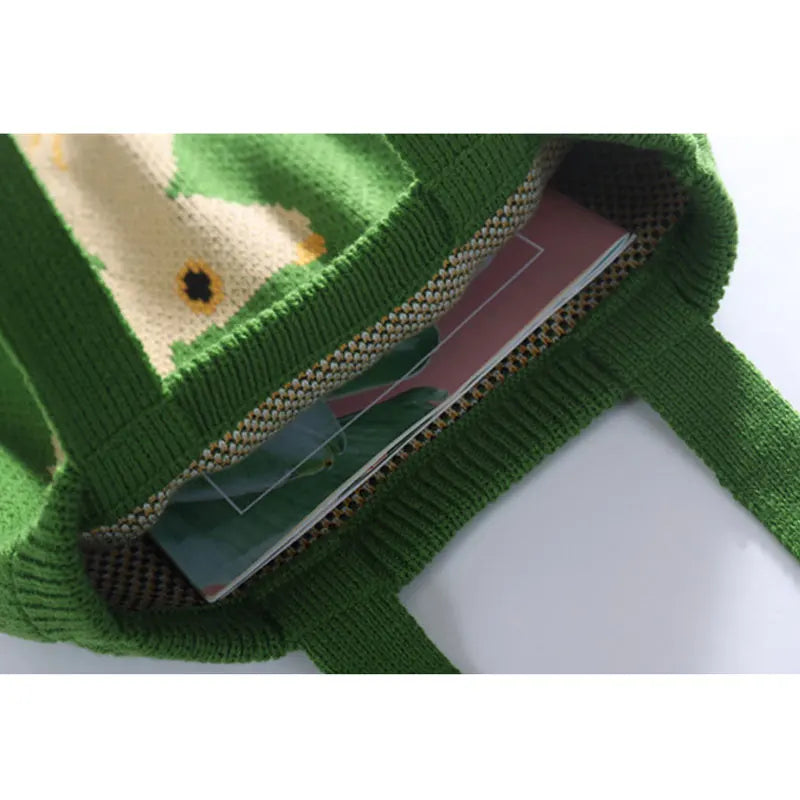 Bunny Knitting Shoulder Bag Women's Casual Tote
