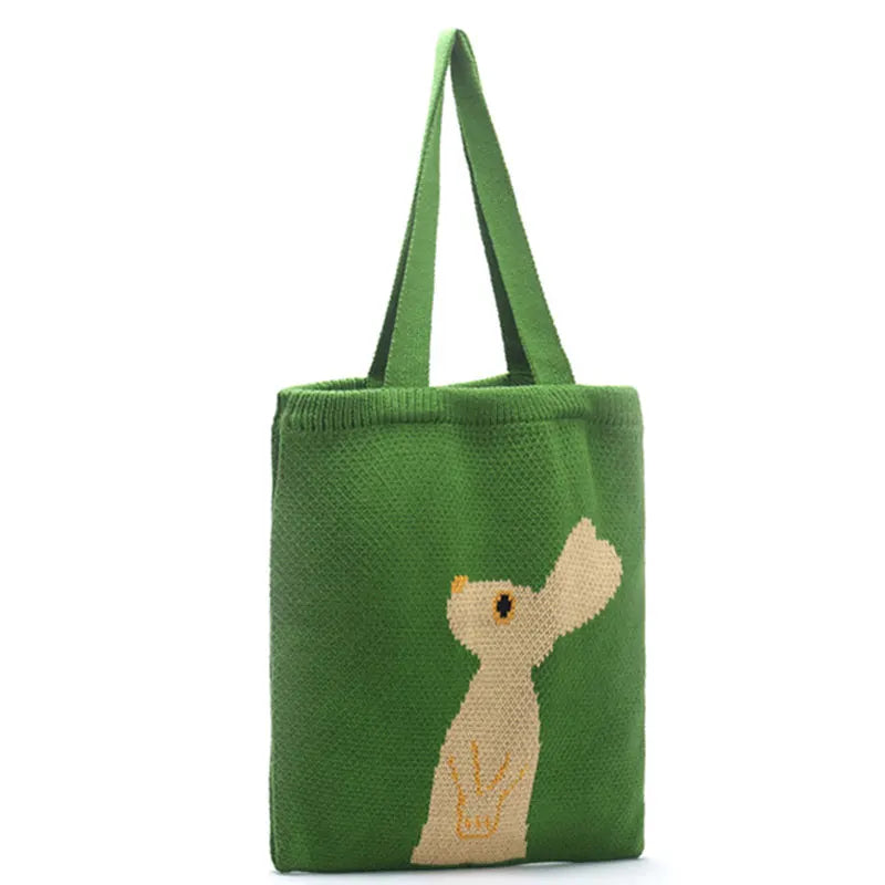 Bunny Knitting Shoulder Bag Women's Casual Tote