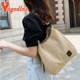 Casual Canvas Handbag Women High Capacity Shoulder Bag Handle Lady Shopping