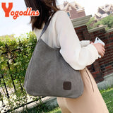 Casual Canvas Handbag Women High Capacity Shoulder Bag Handle Lady Shopping
