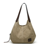Casual Canvas Handbag Women High Capacity Shoulder Bag Handle Lady Shopping