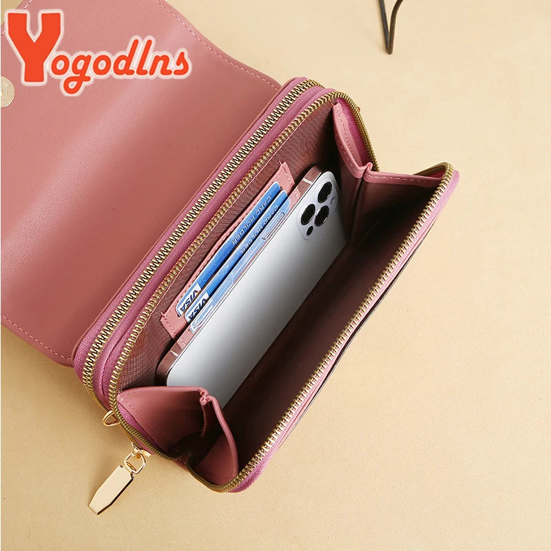 Casual Flap Mobile Phone Shoulder Bag For Women PU Leather Crossbody Bags