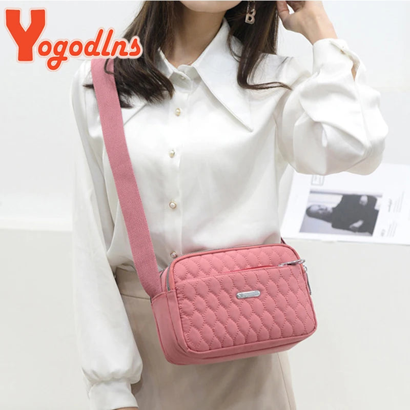 Casual Nylon Shoulder Bag for Women Multifunction Messenger Handbag and Purse