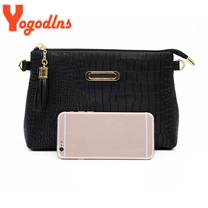 Crocodile Pattern Shoulder Bag Women PU Leather Messenger Bag Crossbody Handbag
