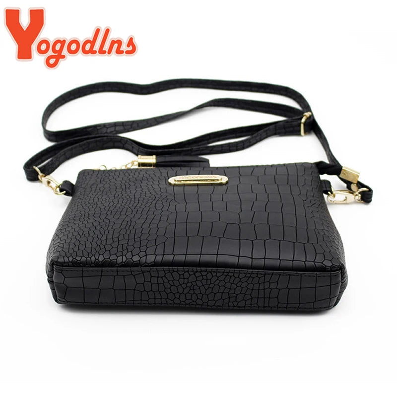 Crocodile Pattern Shoulder Bag Women PU Leather Messenger Bag Crossbody Handbag