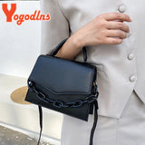 Chains Square Bag PU Leather Shoulder Messenger Bag Spring Flap Crossbody Bag