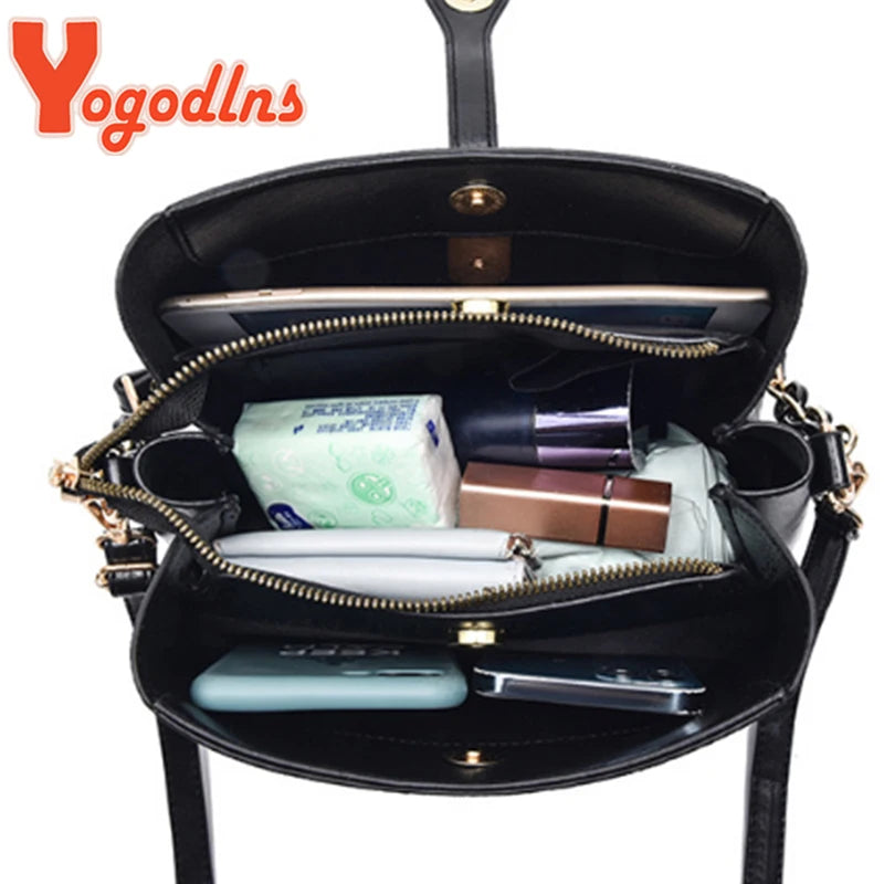 Commuter Bucket Bag Female Big Capacity Shoulder Messenger Crossbody Bag