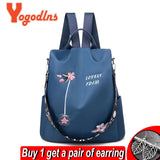 Embroidery Backpack Female Large Capacity Waterproof Rucksack
