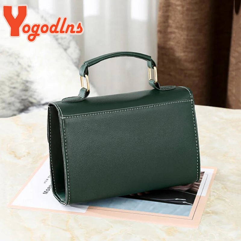 Metal Shoulder Bag Women PU Leather Crossbody Bag Handbag Vintage Large Capacity