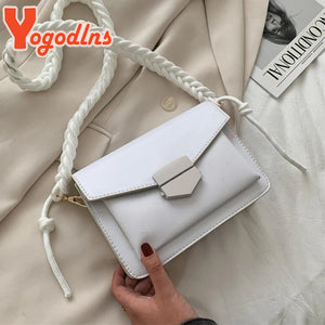 Braided Strap Women PU Leather Crossbody Bags Solid