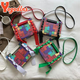 Patchwork Shoulder Bag For Women Scarf Handbag PU Leather Crossbody Bag