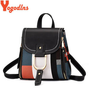 Casual Plaid Shoulder Bag Stitching Back Pack Female Totes Crossbody Bags Women