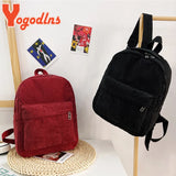 Corduroy Women Backpack Female Travel Bag Double Backpack