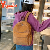 Corduroy Women Backpack Female Travel Bag Double Backpack