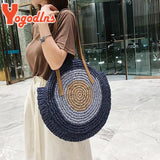 Round Straw Beach Bag Large Capacity Rattan Shoulder Bolso Sac