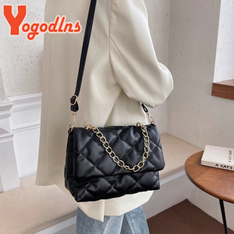 Chic Rhombus Shoulder Messenger Bag with Chain Decors