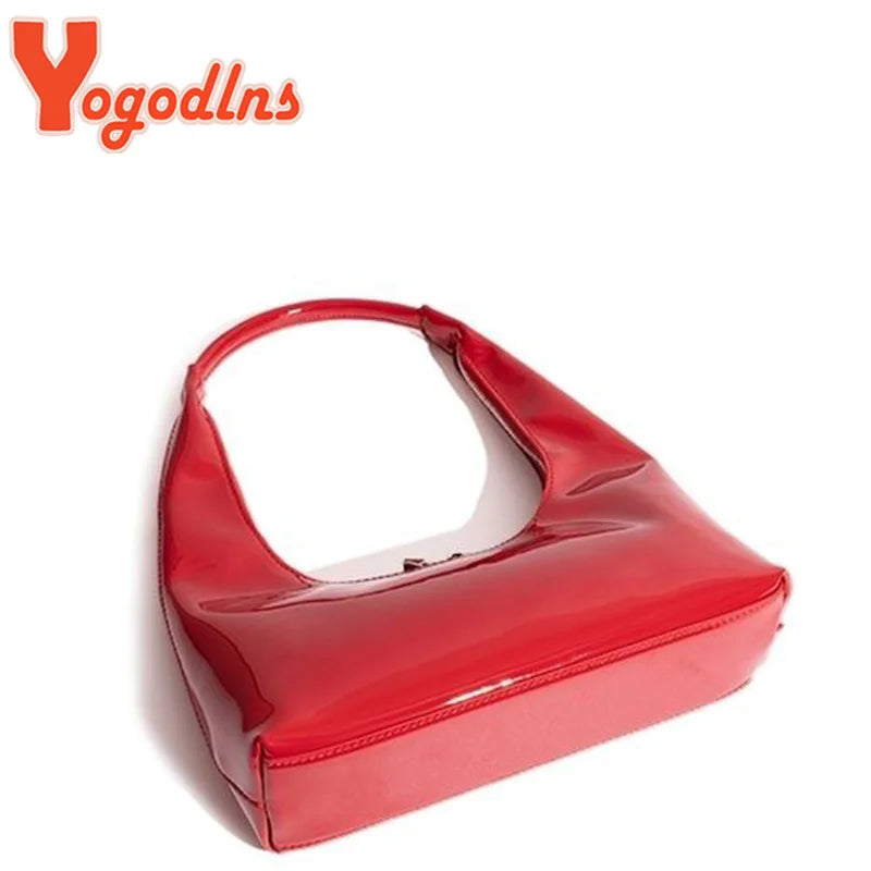 Minimalist Patent Leather Shoulder Bag for Women