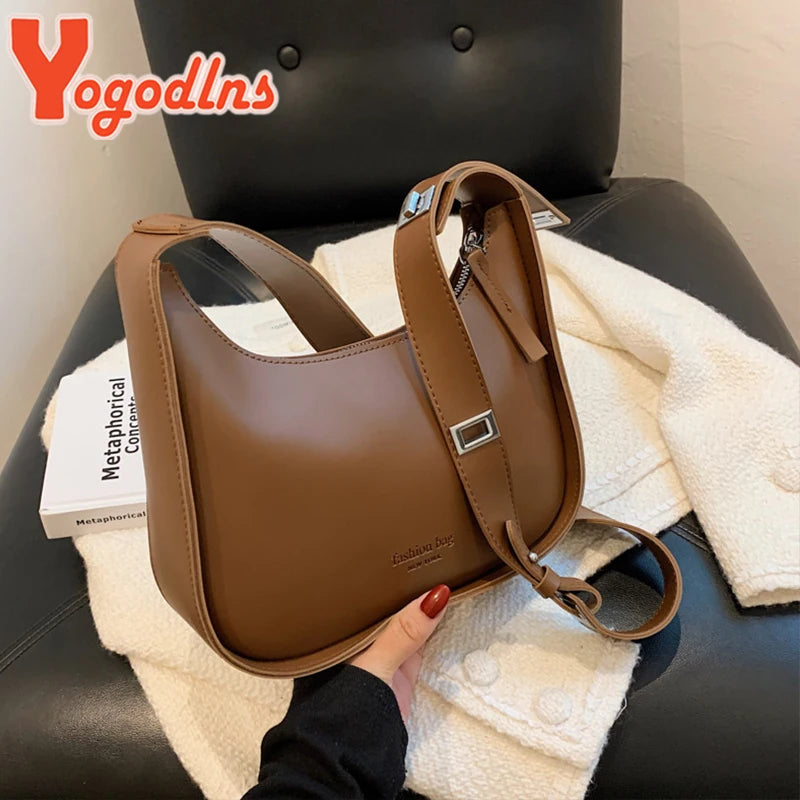 Vintage Half-moon Shoulder Bag Soft Leather Crossbody Handbag