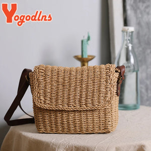 Vintage Straw Handbag Woven Beach Tote Bohemia Shoulder Bag