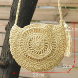 Women Large Straw Shoulder Bag Tassel Beach Handbag