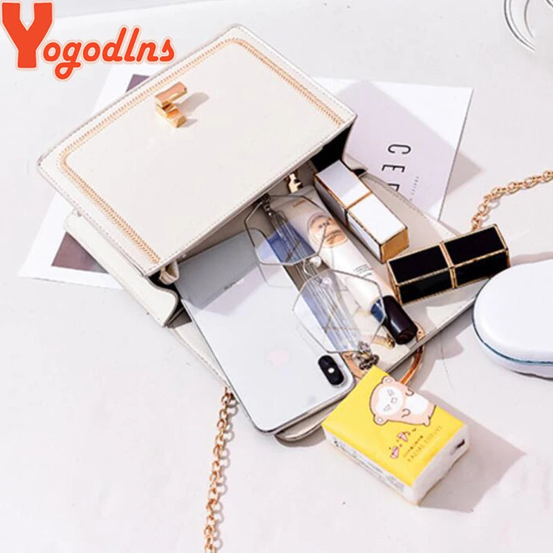 Women Sequin Love Shape Lock Shoulder Bag Chain Flap Bag