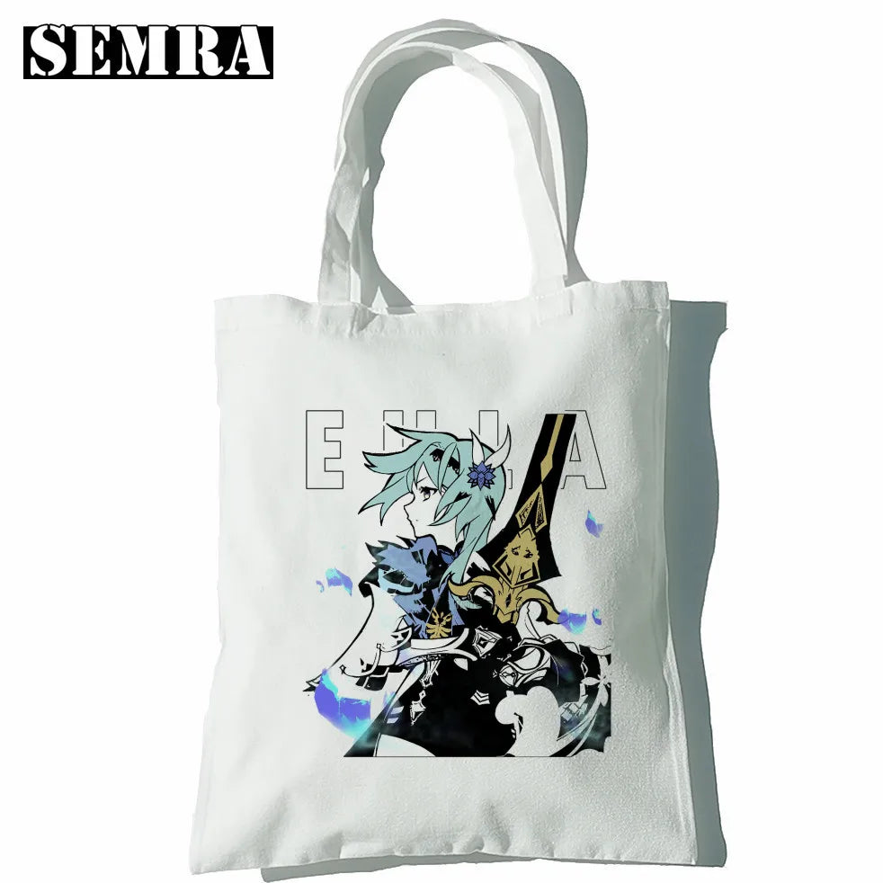 Yoimiya Anime Women Canvas Shopper Bag Large Tote Handbag