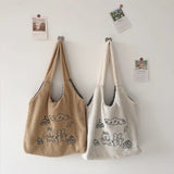 Women Lamb Wool Bear Like Fabric Embroidery Book Shoulder Bags