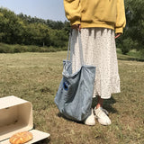 Embroidery Lady Handbag Denim Shopping Tote Classic Style Women's Shoulder Bag