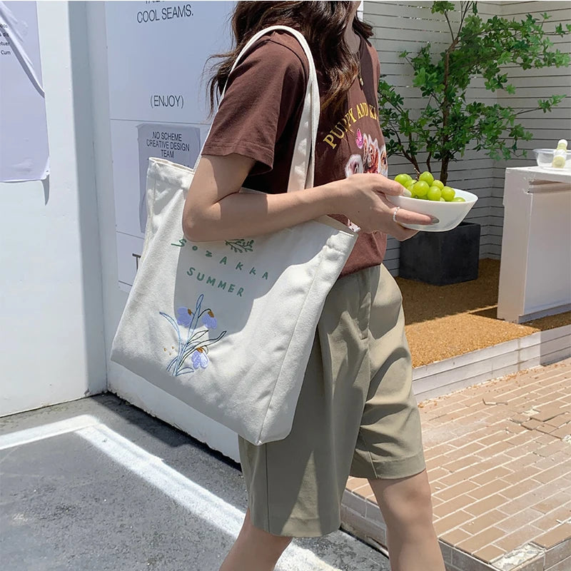 Women's Canvas Tote Bag Handbag Shopping Printed Reusable Fabric Girls