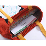 Women Knitted Cat Shoulder Bag Large Capacity Handbag