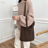 Youda Ins Woven Tote Bag Women Literary Shoulder Handbag